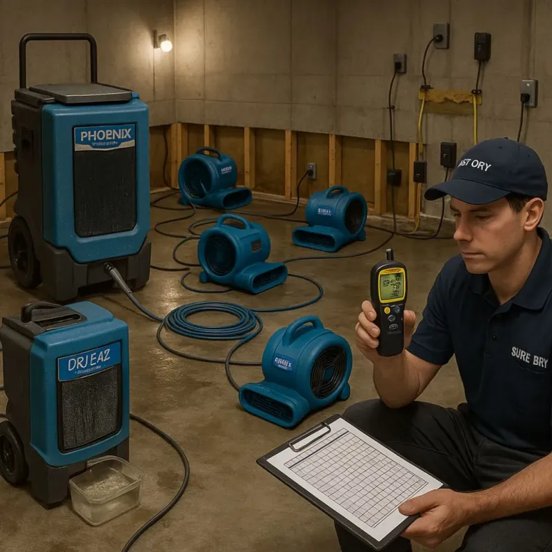 Structural Drying and Dehumidification process in Johnston City, IL